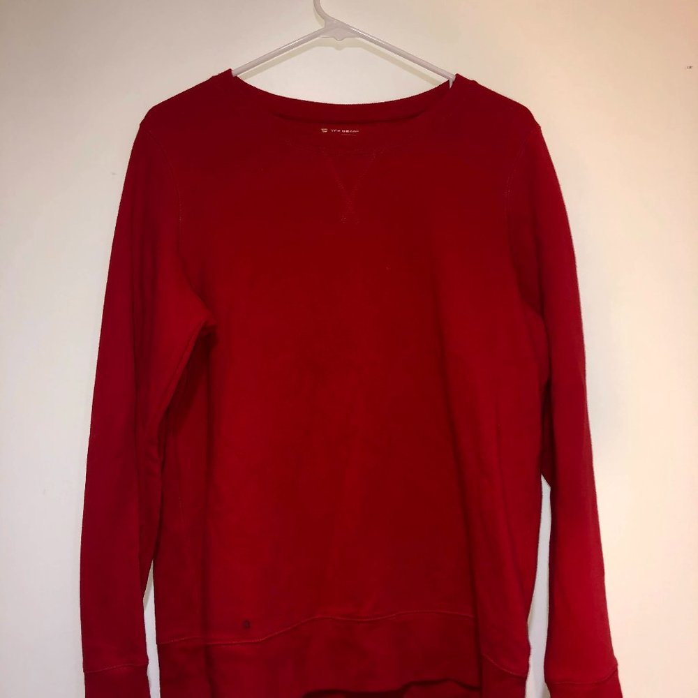 red crewneck sweatshirt